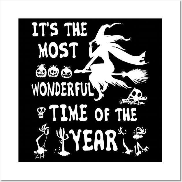 Witch Broom Halloween It's The Most Wonderful Time The Year Wall Art by joandraelliot